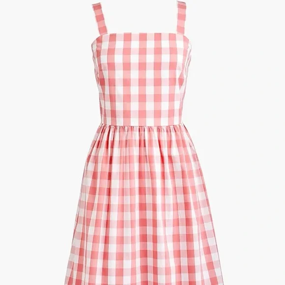 J Crew Pink and White Gingham Dress - Picture 1 of 5